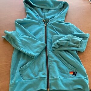 Aviator Nation Vibrant Blue Zip-Up Hoodie “Locals Only”